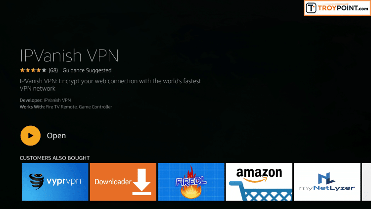 Step 5 - Click Open To Launch VPN Application On Firestick, Fire TV, or Fire TV Cube