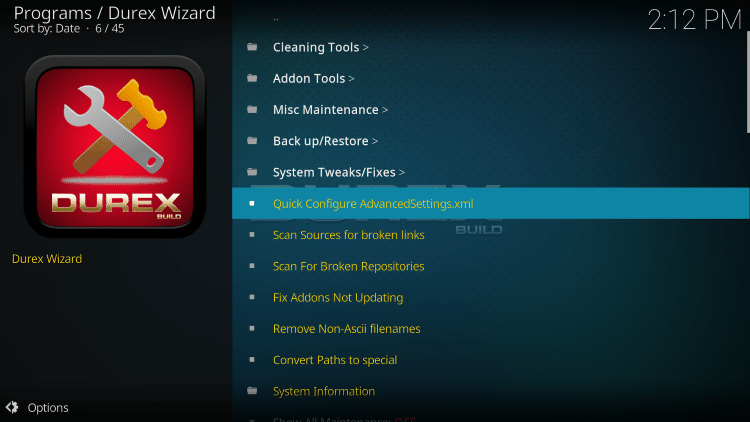 kodi cache settings for windows