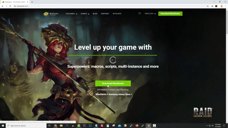 Click Download BlueStacks