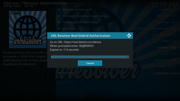 authorize real debrid in browser