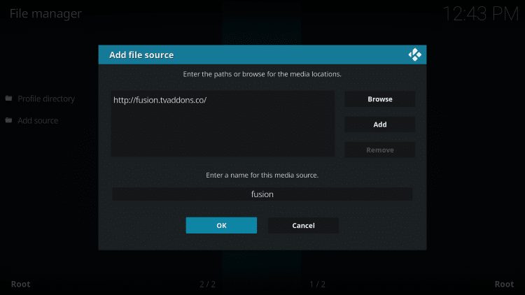 type fusion and click ok