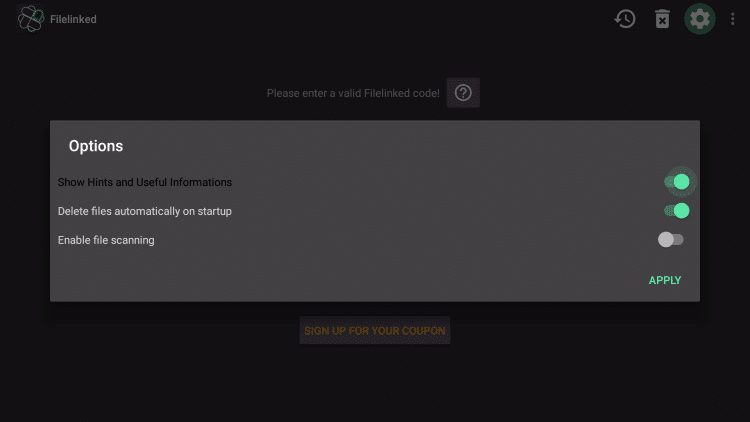 turn off Show Hints and Useful Informations within filelinked