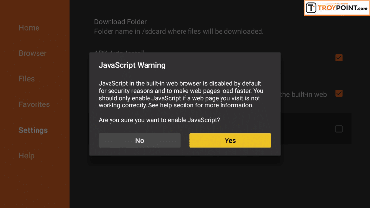 Click Yes button on JavaScript Warning