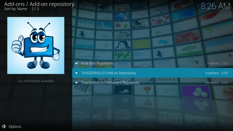 Click TVAddons.co Add-on Repository to find exodus kodi