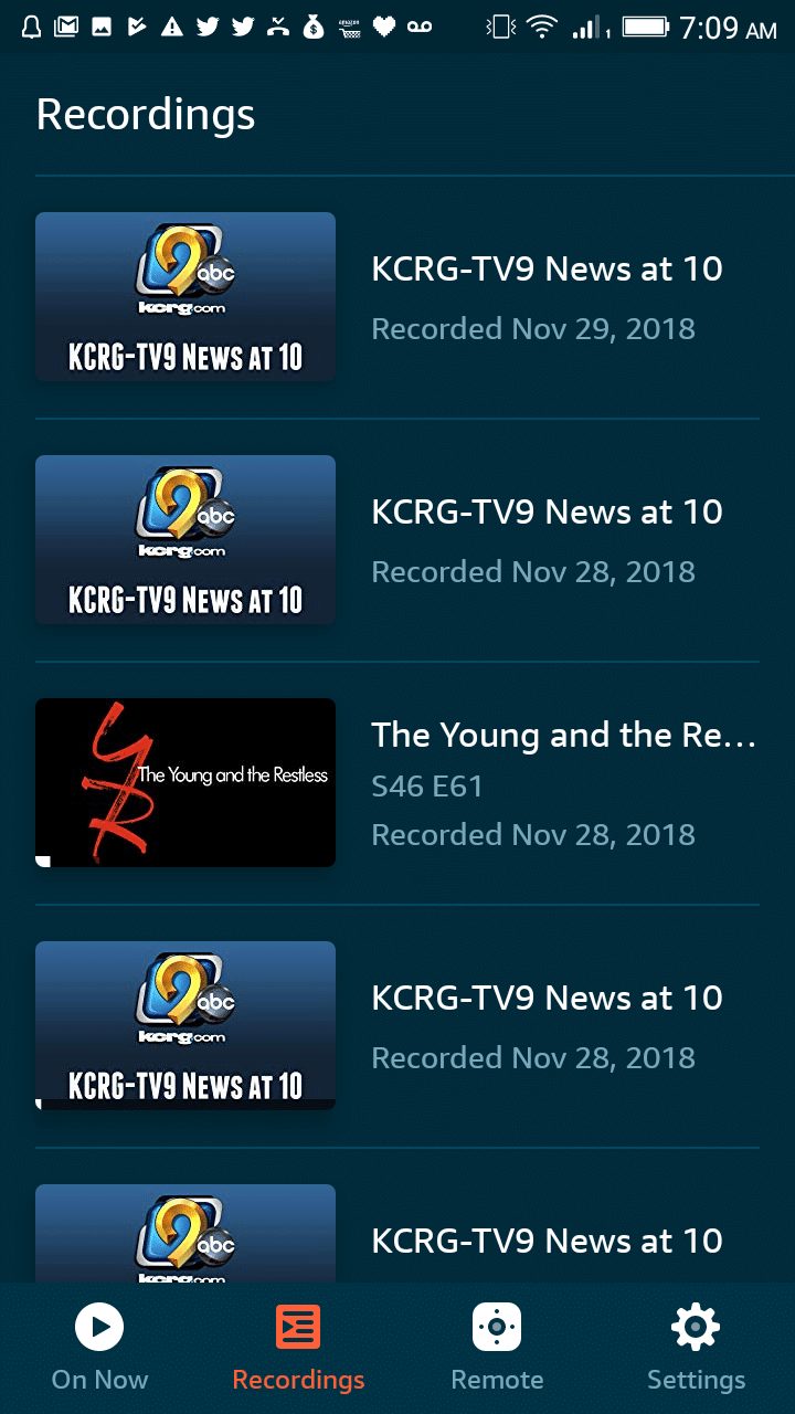 Fire TV Recast App Recordings