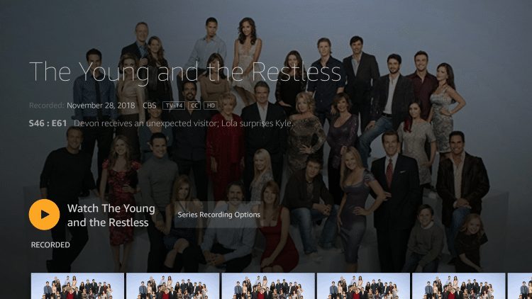 Recording Screen of TV Show
