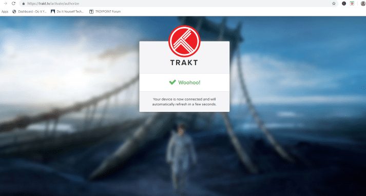 trakt authorization message