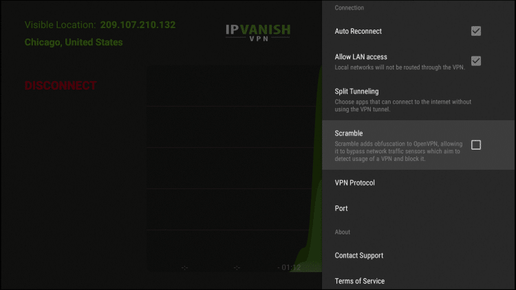 Scramble adds obfuscation to Open VPN which may allow it to bypass Websites or services that block VPNs.