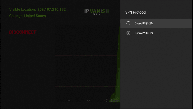 OpenVPN (TCP) and OpenVPN (UDP) are the available settings for VPN Protocol.  UDP usually provides much faster download speeds when using a VPN so I recommend that option.