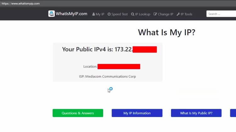 Your public IP address will now be displayed.