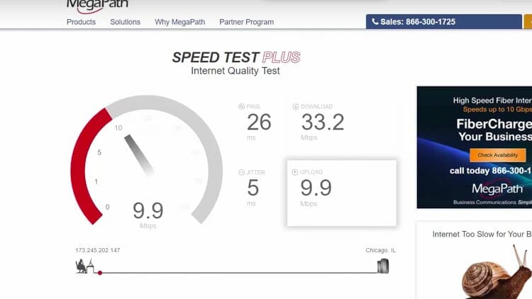 Wait for the download and upload speeds to be identified.