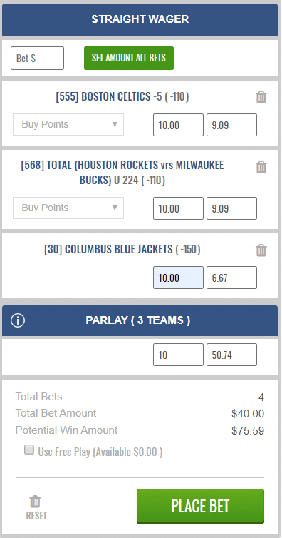 parlay with singles