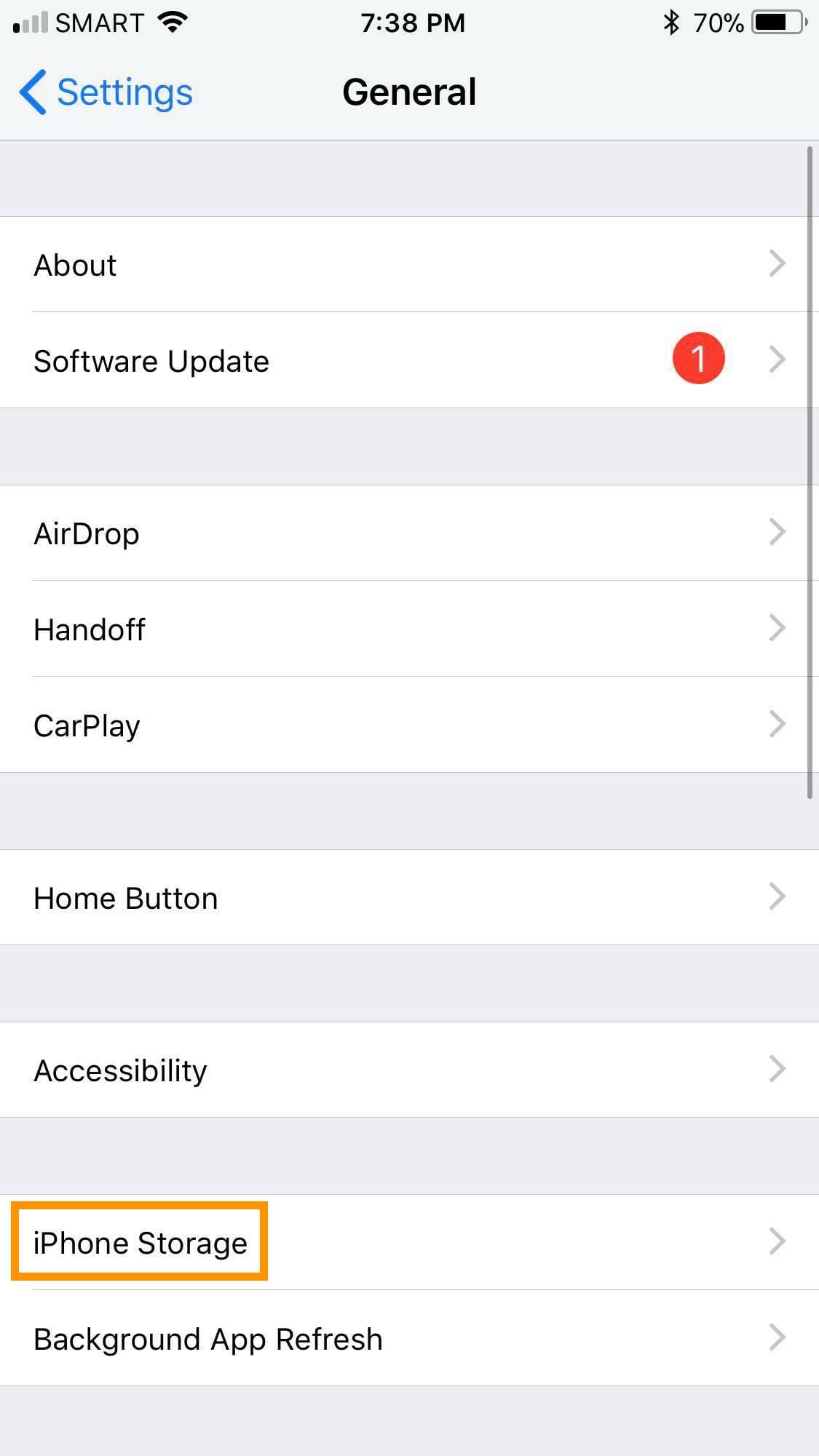 Delete an App through the Settings Icon kodi for iphone