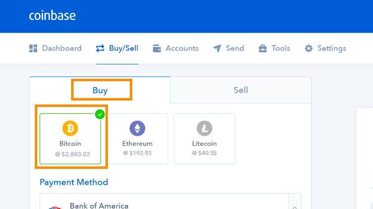 Step 2 - How to Buy Bitcoin on Coinbase (Desktop User)