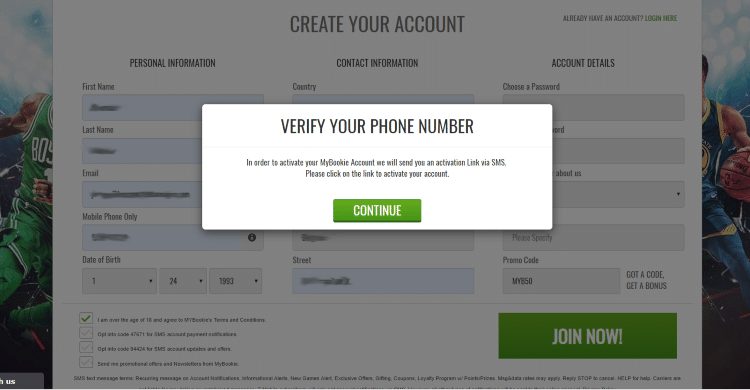 click continue