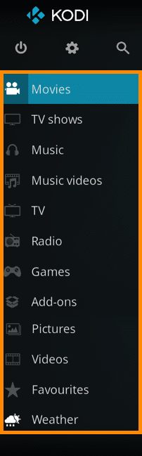 sidebar options