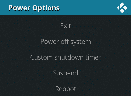 Kodi - Power Options