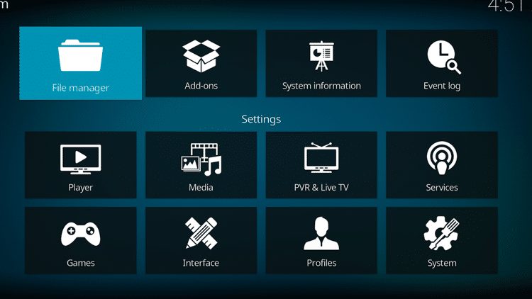 system settings