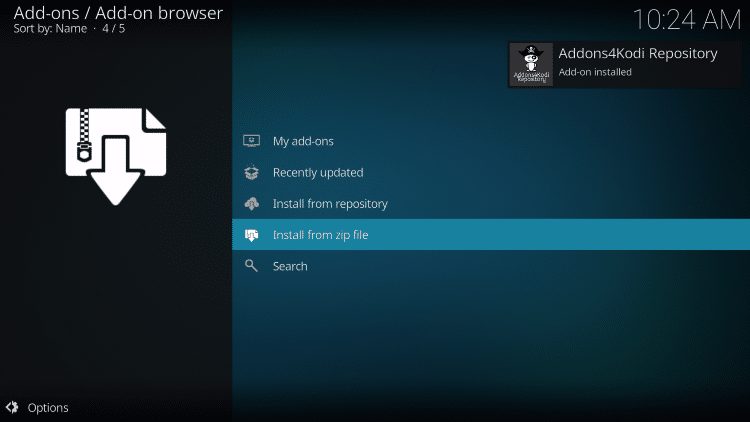 wait for addons4kodi add-on installed