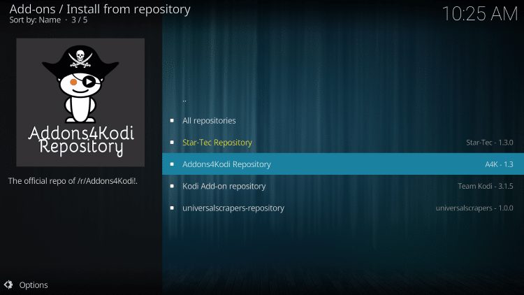 choose addons4kodi repository