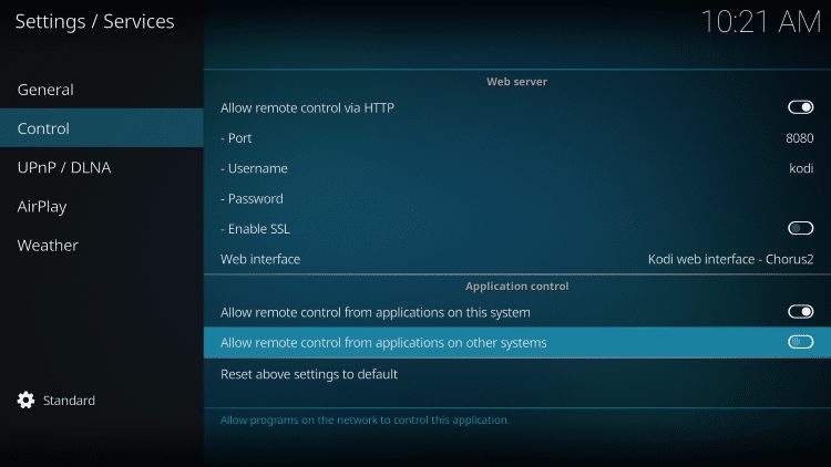 enable toggles for allow remote control