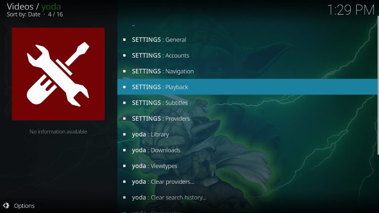 click settings: playback