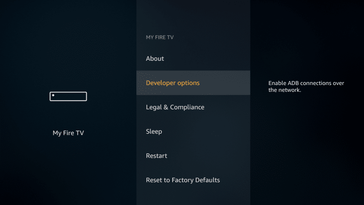 choose developer options