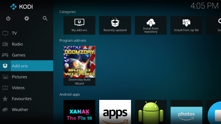 Go Back to Kodi Home Screen Then Click Add-Ons