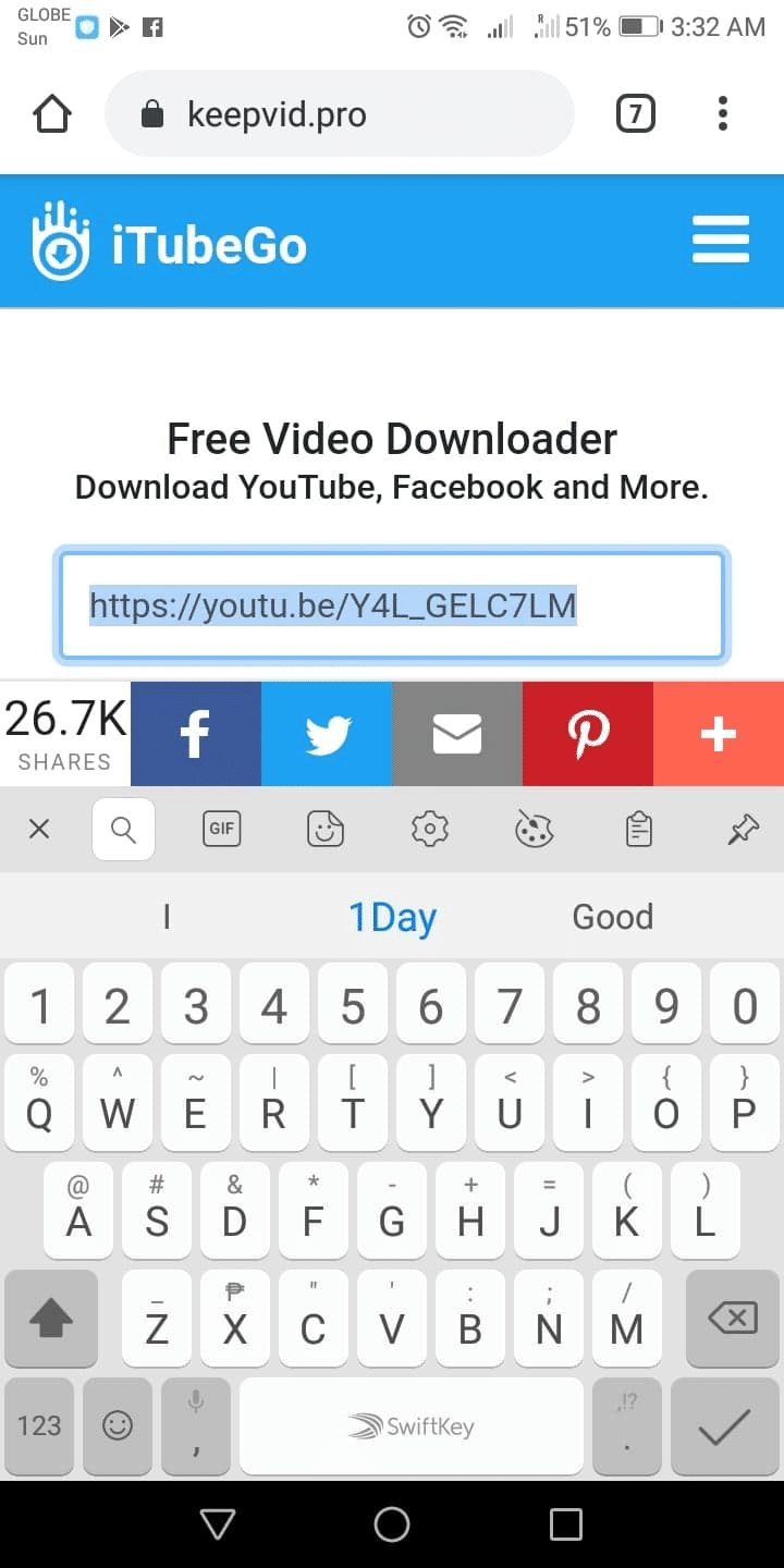 Open https://keepvid.pro on your mobile browser and paste the YouTube video link.