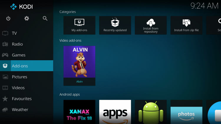 go back to the home screen and click addons