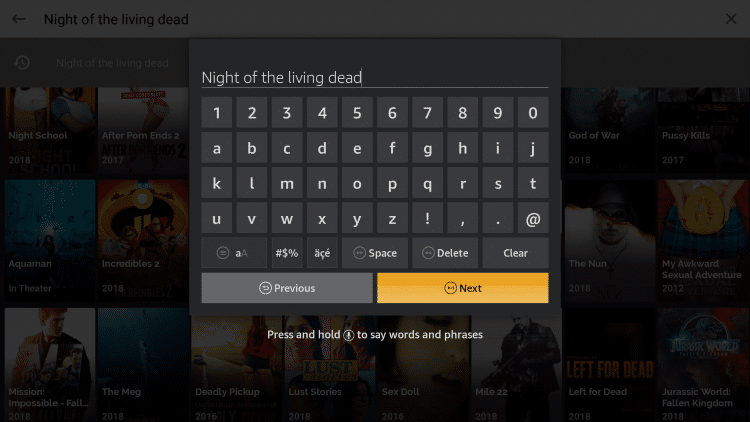on the home screen search for the content you want to add to favorites