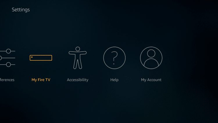 hover over settings and click on my fire tv