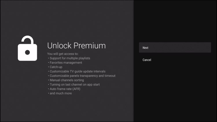 unlock premium TiviMate message