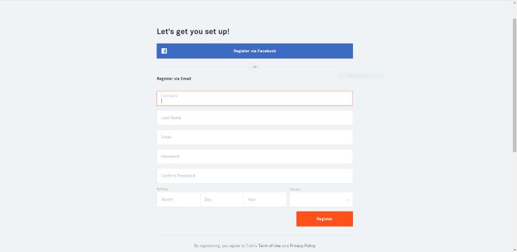 enter in your information then click register
