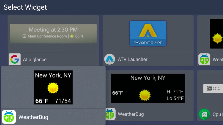 Step 19 - How to Add Widgets on the ATV Launcher