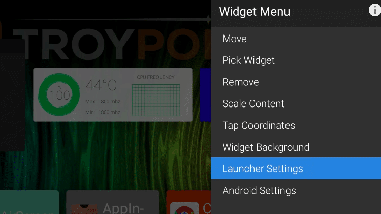 Step 8a - How to Adjust Widget Sizes on ATV Launcher