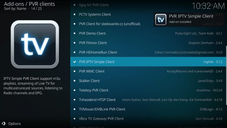 wait for add-on installed message, Stream IPTV On Kodi With PVR