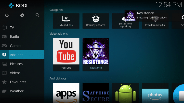 go back to the home screen of kodi and select add-ons