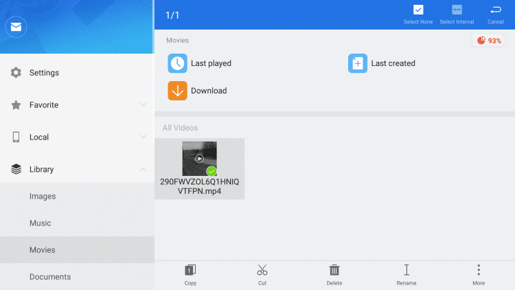 If you ever want to remove files from your Library, hover over your file then hold down the OK button on your remote 