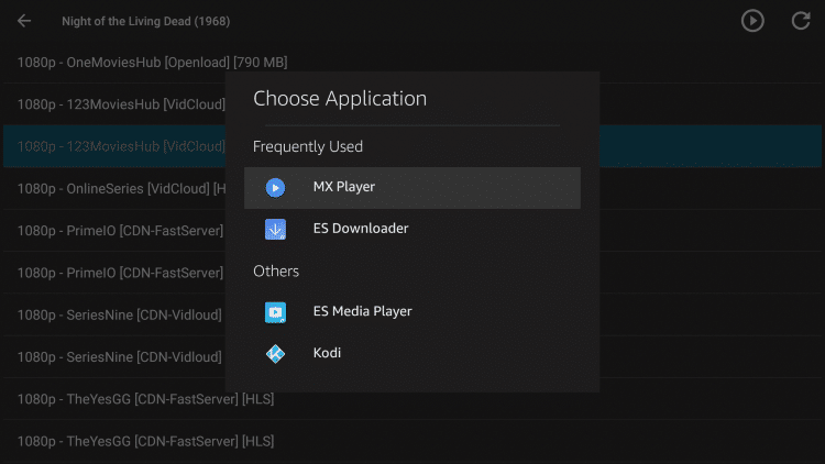 under choose application select MX Player