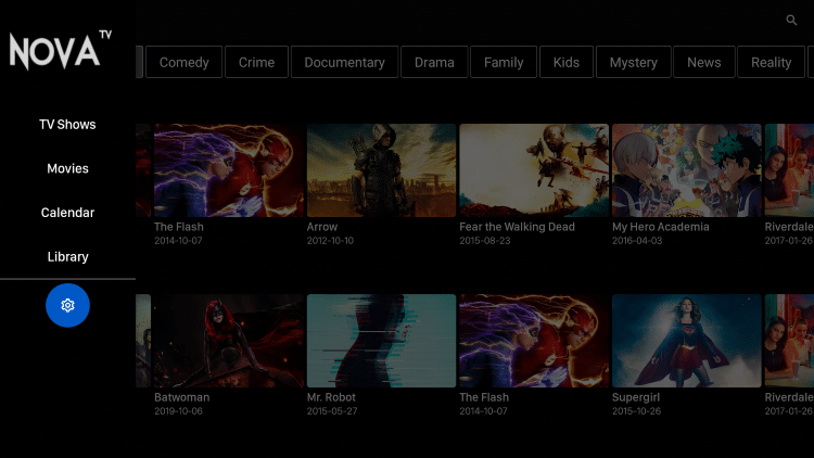 Open Nova TV and click the Settings Tab