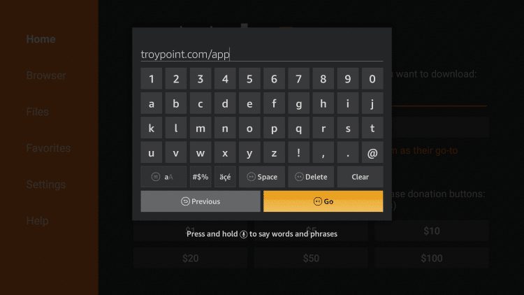 Type the following URL in exactly as it is listed here and click Go