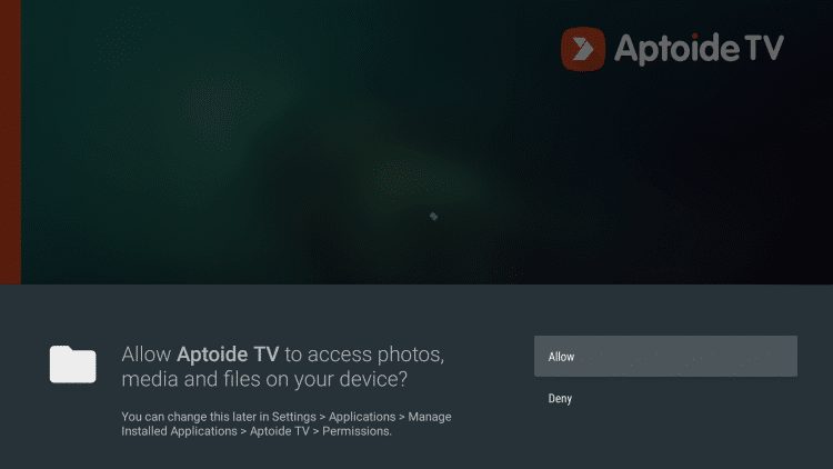 When this message appears click Allow.