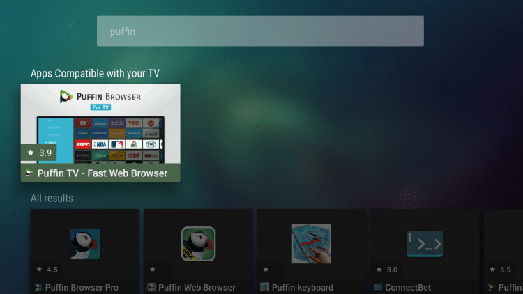 Select "Puffin TV - Fast Web Browser."
