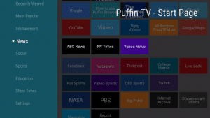 puffin tv user interface
