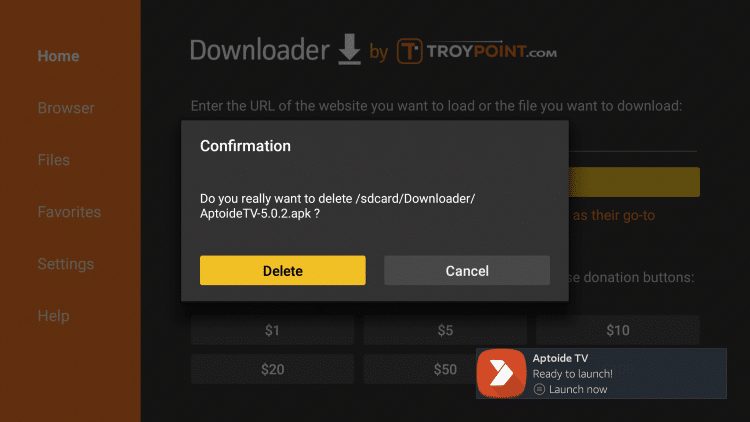 Click Delete Again