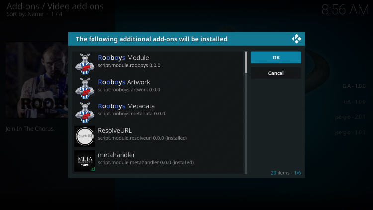 When prompted with "The following additional add-ons will be installed" message click OK