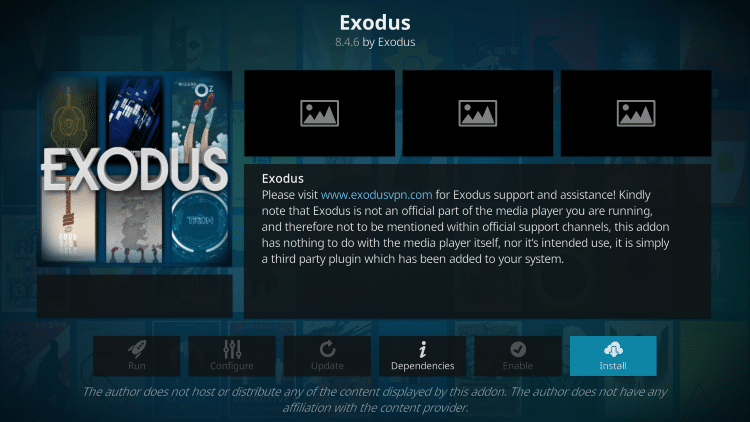 click install exodus kodi addon