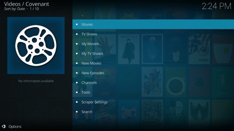 covenant kodi addon categories