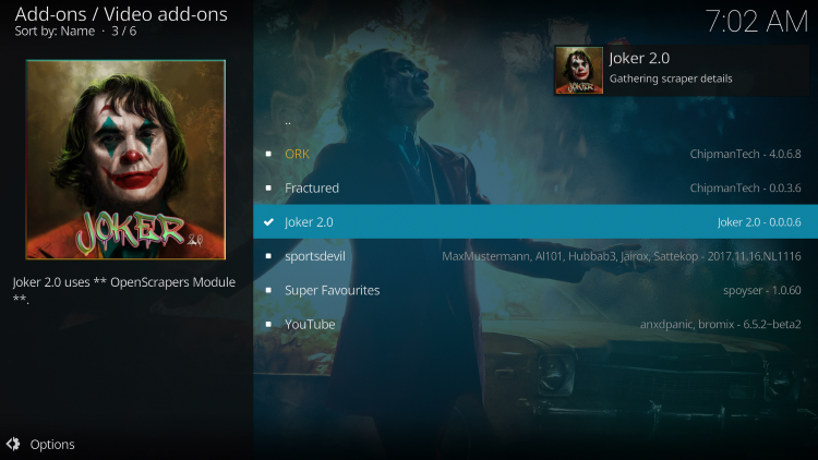 Wait a minute or two for the Joker 2.0 add-on to install